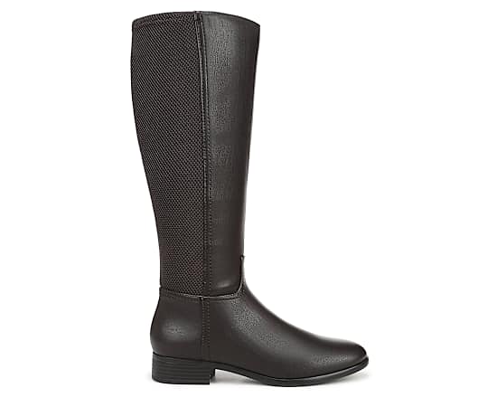 LifeStride Women's Sarah Zippper Wide Calf Tall Boots - Dark Chocolate Faux Leather