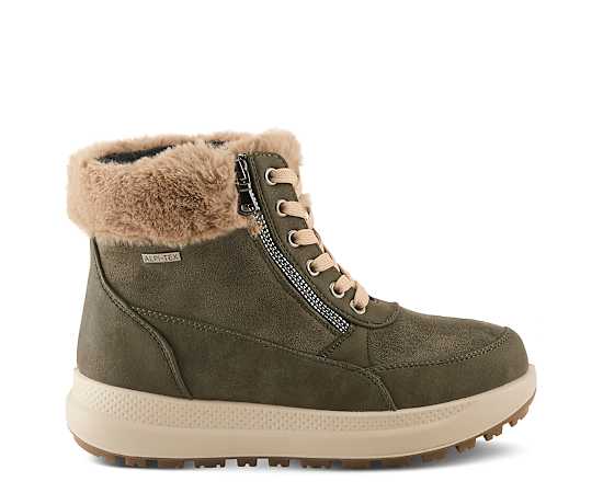Flexus By Spring Step Burrell Women's Waterproof Ankle Boots, Size: 36, Olive Green