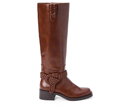 Coconuts by Matisse Women's Cheyenne Knee-High Square-Toe Braided-Strap Boots - Brown