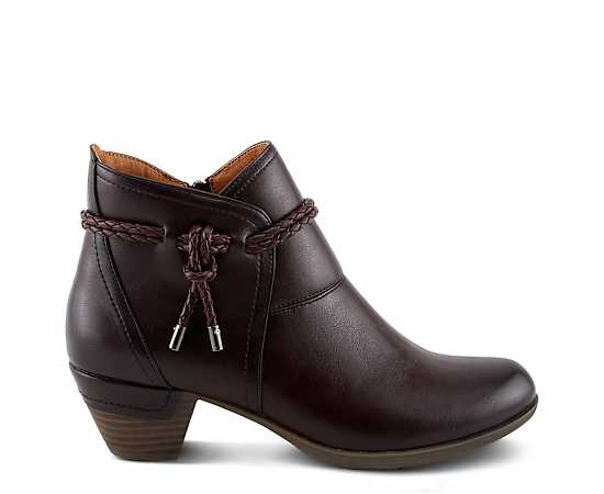 Patrizia Women's Stacked Heel Decorative Lace Detail Ankle Booties - Bordeaux