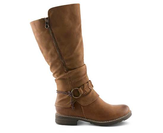 Patrizia Women's Kabuta Mid-Calf Boots with Decorative Buckle and Stretch Gusset - Brown