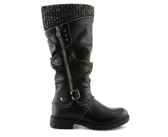 Patrizia Women's Rowin Sweater-Cuff Round-Toe Mid-Calf Boot - Black