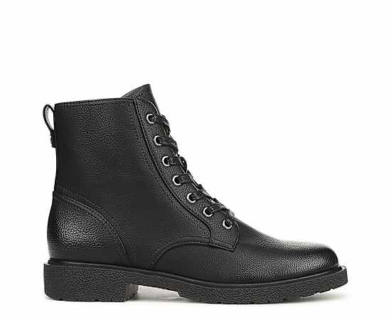 Dr. Scholl's Women's Aviation Lace-Up Short Boots - Black Faux Leather