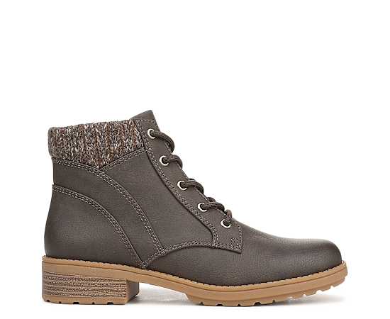 Dr. Scholl's Women's Daphne Lace Up Short Boot Dark Brown Faux Leather DRSCH 9.5 W