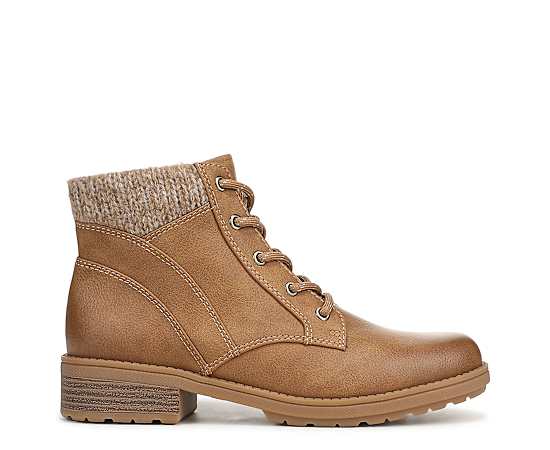 Dr. Scholl's Women's Daphne Lace Up Short Boot Tan Faux Leather DRSCH 9.5 W