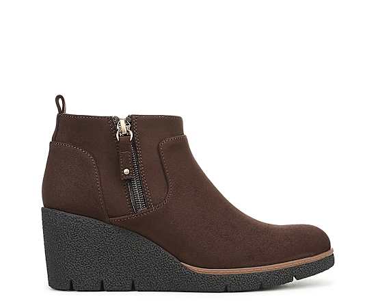 Dr. Scholl's Women's Bianca Wedge Booties - Dark Umber Microfiber