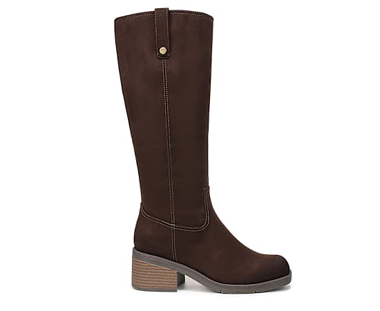 Dr. Scholl's Women's Joplin Wide Calf Tall Boot Dark Umber Brown Microsuede DRSCH Leather 11.0 M