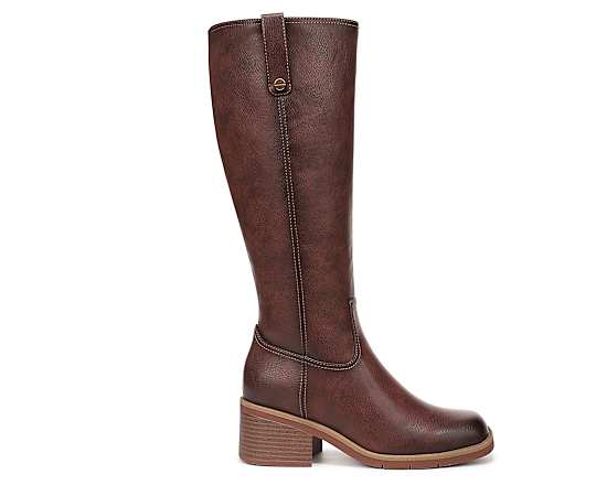 Dr. Scholl's Women's Joplin Wide Calf Tall Boot Auburn Brown Faux Leather DRSCH 8.5 M