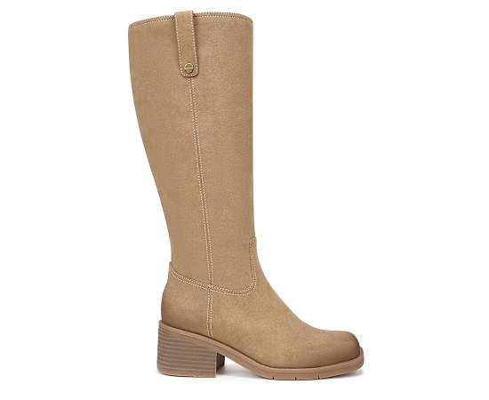 Dr. Scholl's Women's Joplin Wide Calf Tall Boot Sand Brown Faux Leather DRSCH 7.5 M