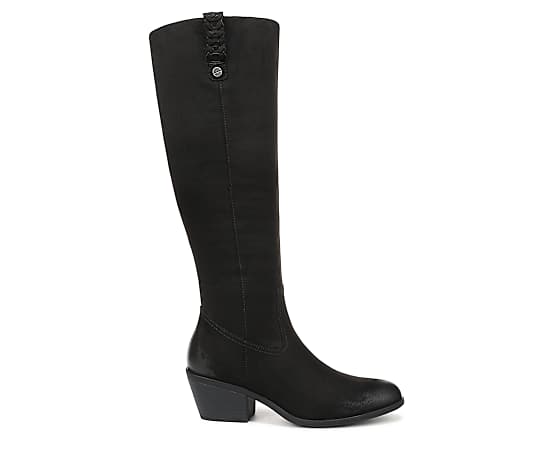 Dr. Scholl's Women's Calista Wide Calf Tall Boot Black Microsuede DRSCH Leather 11.0 M