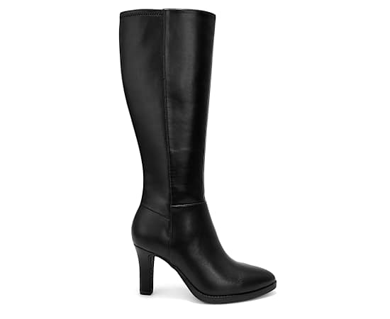 Aerosoles Women's Lynx Zipper Tall Boots - Black Faux Leather