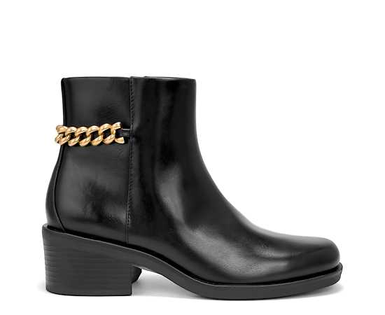 Aerosoles Women's Xia Block-Heel Round-Toe Faux Leather Booties - Black Faux Leather
