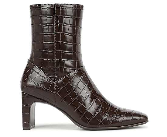 Naturalizer Women's Nona Square Toe Faux Leather Booties - Brown Croco Faux Leather