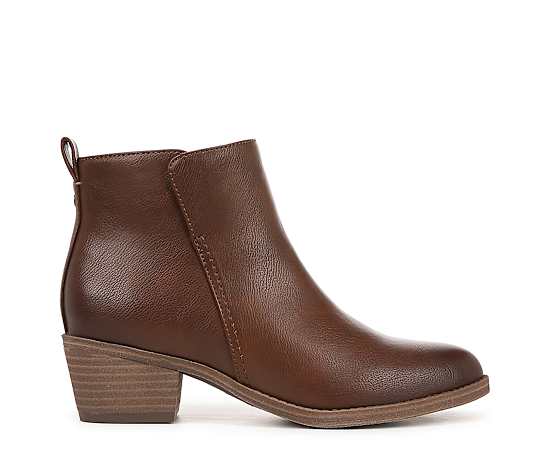 Naturalizer Zaylee Bootie Boots, Cappuccino Faux Leather, 8.5M Round Toe, Block Heels, Zip Closure