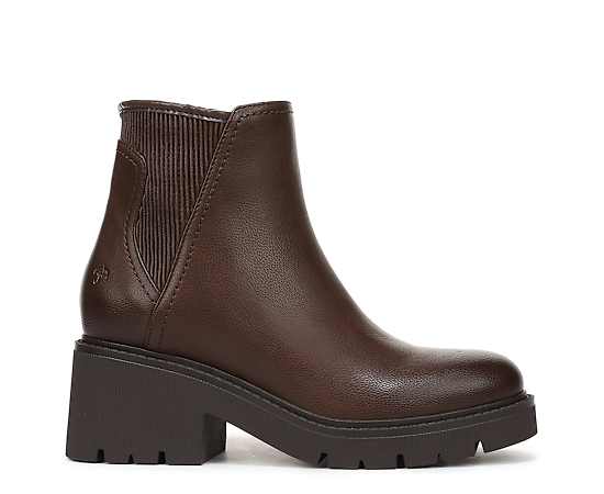 Naturalizer Women's Janet Round Toe Zipper Booties - Dark Brown Faux Leather