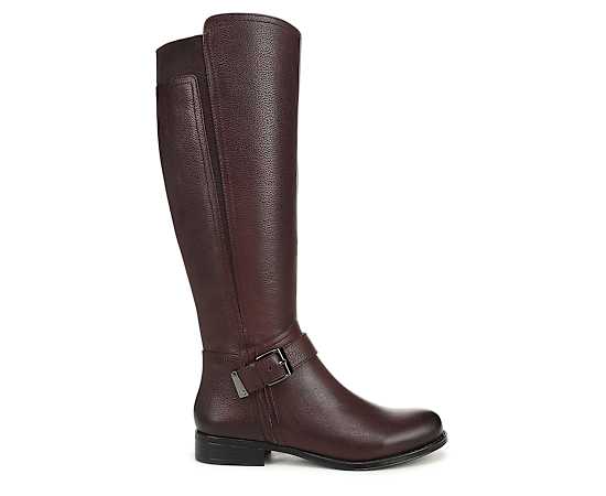 Naturalizer Women's Juno Wide Calf Zip Tall Boots - Smoky Sangria Red Leather