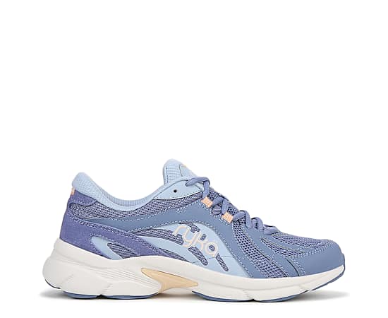Ryka Skylift Walking Sneakers Manor Blue Leather 5.0 M Arch Support, Breathable Mesh