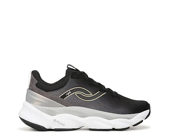 Ryka Elevate Lx Walking Sneakers Black Mesh Fabric 6.5 M Arch Support, Lightweight