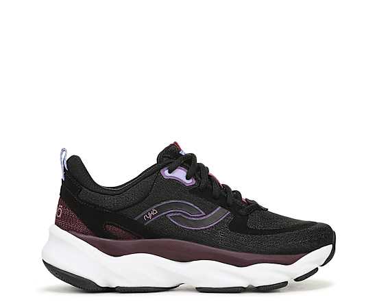 Ryka Women's Rezorb Max Lace Up Walking Sneakers - Black Mesh Fabric