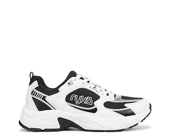 Ryka Generation Walking Sneakers White/Black Leather/Mesh 7.0 M Lightweight