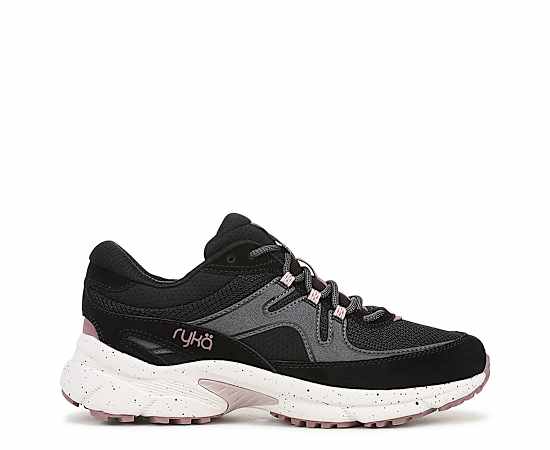Ryka Women's Skyway Lace-Up Sneakers - Black Suede/Mesh