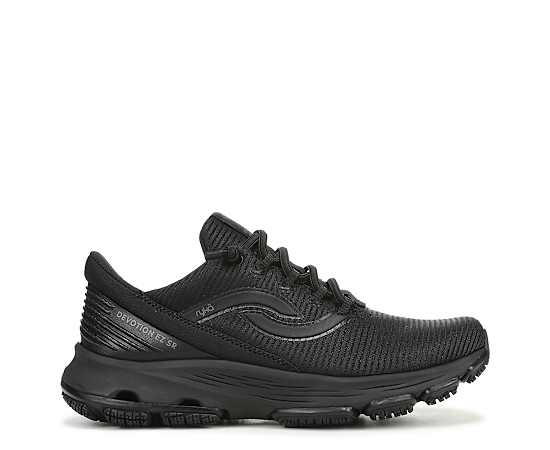 Ryka Devotion Ez Sr Work Sneakers Black/Black Mesh Fabric 7.5 M Slip On