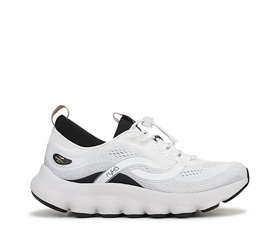 Ryka Podflow Ez 2 Walking Sneakers Brilliant White Mesh Fabric 7.5 M Slip On, Arch Support, Lightweight