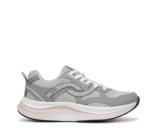 Ryka Women's Gratify Walking Lace-Up Sneakers - Paloma Grey Leather/Mesh