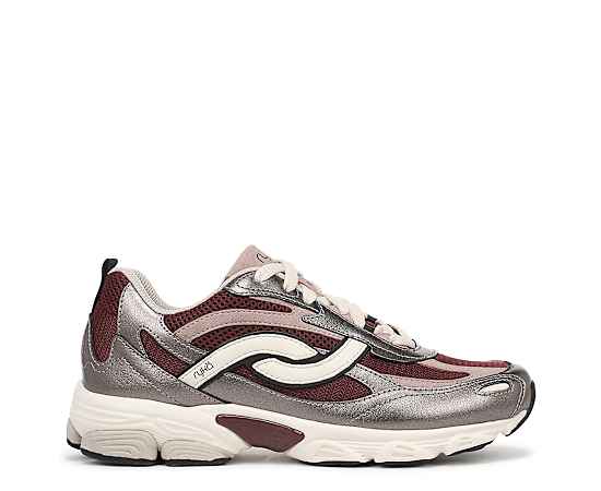 Ryka Women's Ultimate X Running Lace-Up Sneakers - Pewter Red Leather/Mesh