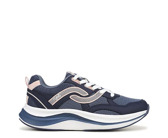 Ryka Women's Gratify Walking Lace-Up Sneakers - Academy Blue Leather/Mesh