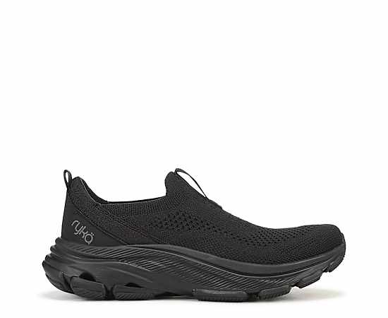 Ryka Women's Devotion Max Knit Slip On Walking Sneakers - Black/Black Knit