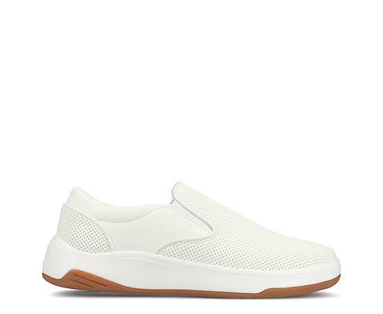 Vance Co. Men's Townes Comfort Perforated Flexible Slip-on Sneaker - White