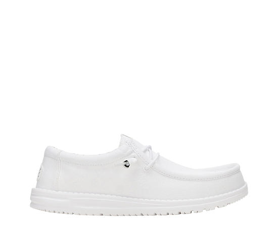 HEYDUDE | Men's Casual | Wally Stretch Canvas - White/White | Size 7