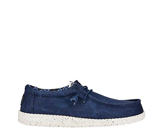 HEYDUDE | Men's Casual | Wally Stretch Canvas - Navy | Size 7