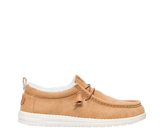 HEYDUDE-MENS WALLY SUEDE SHEARLING SLIP ON SNEAKER