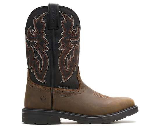 WOLVERINE-MENS RANCHER LEVEL STEEL TOE PULL ON WELLINGTON BOOT