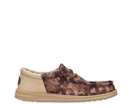 HEYDUDE | Men's Casual | Wally Funk Distressed Skulls - Shaved Chocolate/Multi | Size 10