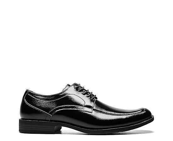 Stacy Adams Mens Calhoun Moc-Toe Leather Lace Oxford Dress Shoes, 10 1/2 Wide, Black