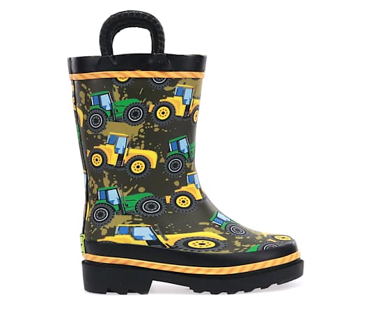 BOYS TODDLER TRACTOR TOUGH RAIN BOOT