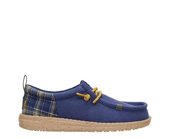 Hey Dude Kids' Wally Funk Plaid Shoes, Size 3, Plaid Navy/Multi