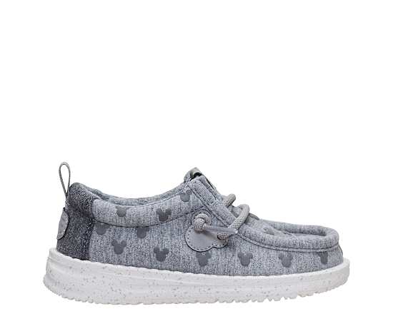 Boys Shoes | Disney's Mickey Mouse x HEYDUDE Wally Mickey Stretch Jersey Toddler - Grey/Multi | Size 9
