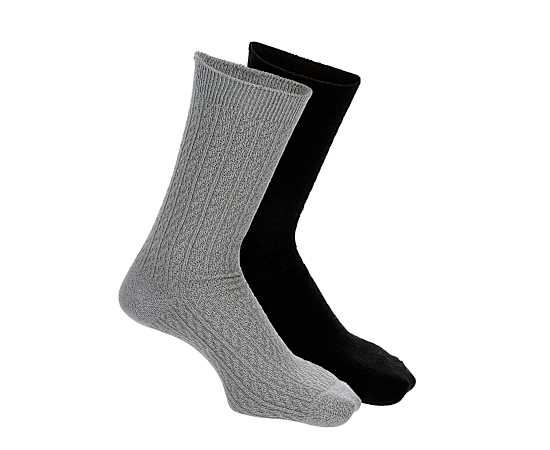 WOMENS RIBBED CREW SOCKS 2 PAIRS