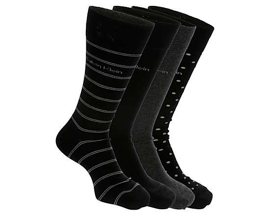 MENS DRESS CREW STRIPE SOCKS 4 PAIRS