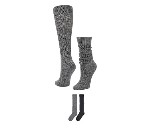 WOMENS OVER THE KNEE SLOUCH SOCK 2 PAIRS