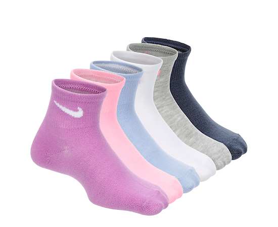 GIRLS EXTRA SMALL QUARTER SOCKS 6 PAIRS
