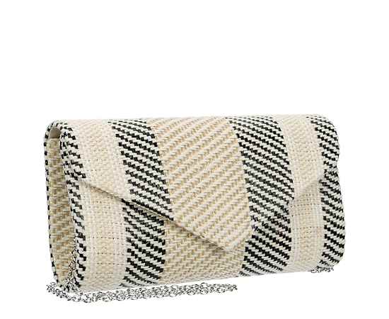 WOMENS STRIPE STRAW CLUTCH