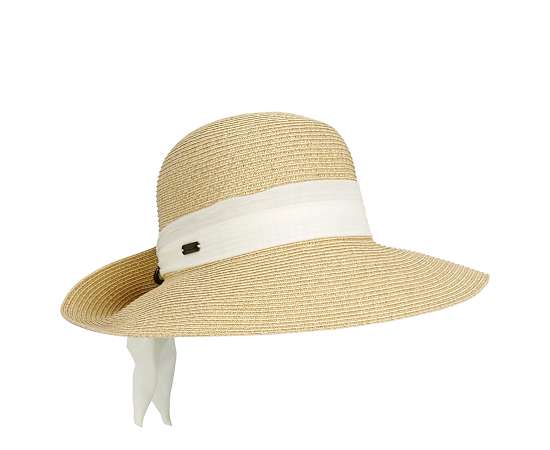 WOMENS PAPERBRAID HAT WITH CHIFFON SCARF