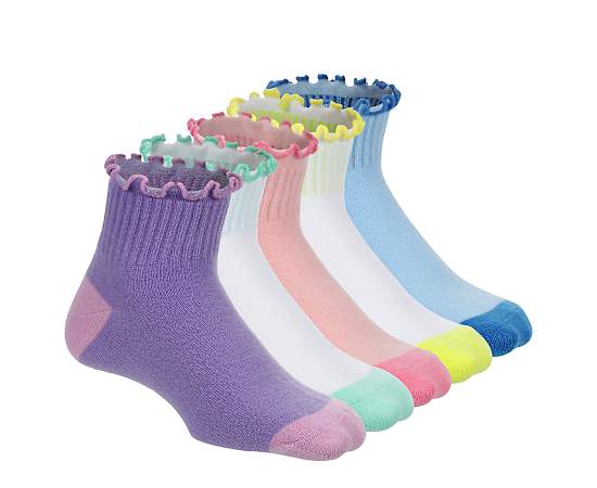 GIRLS RIBBED LETTUCE TOP QUARTER SOCKS 5 PAIRS