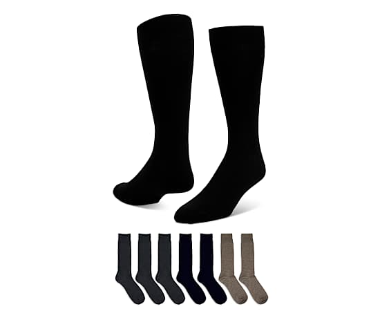 MENS LARGE DRESS CREW SOCKS 7 PAIRS