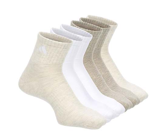 WOMENS ATHLETIC CUSHIONED QUARTER SOCKS 6 PAIRS